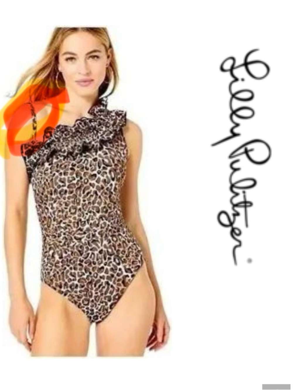 Lilly Pulitzer one shoulder leopard  swimsuit